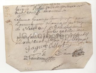 1671 Antique French Manuscript Document Signed On Vellum