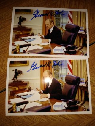 President Gerald R.  Ford Two Signed 4x6 Postcard Sized Photos