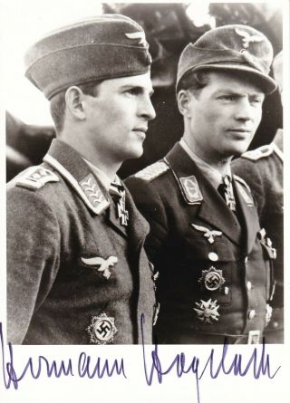 Hermann Hogeback - Luftwaffe - Signed 6 " X 4 " Photo.