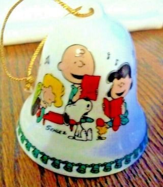 Vtg Peanuts Snoopy Woodstock Peanuts Gang 1978 Ceramic Bell Ornament