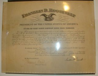 1934 Franklin Roosevelt Placard Presidential Appointment Pennsylvania Postmaster