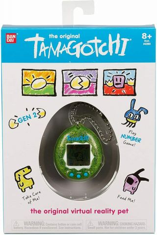 Bandai Tamagotchi Green Glitter Virtual Pet Device Electronic Game
