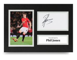 Phil Jones Signed A4 Photo Display Man Utd Autograph Memorabilia
