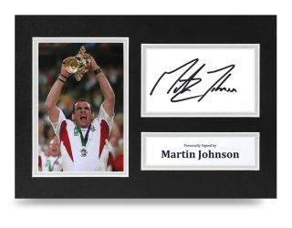Martin Johnson Signed A4 Photo Display England World Cup Autograph Memorabilia