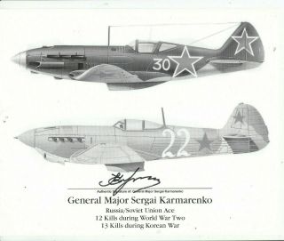 Sergai Karmarenko Signed Soviet Air Force Pilot Ace Photo