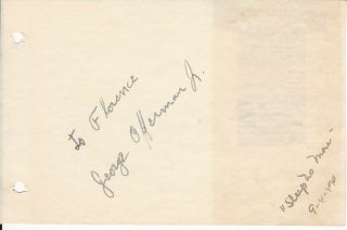 Actor George Offerman Jr.  Autograph Signed Vintage 1944 Album Page D63