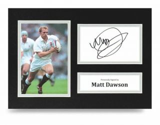 Matt Dawson Signed A4 Photo Display England Rugby Autograph Memorabilia