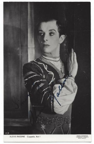Alexis Rassine Ballet Dancer In Coppelia Act 1,  Signed Photocard C1940s