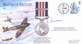 Bb14 Raf Signed Cover Battle Of Britain Signed Wwii Fighter Ace Freeborn Dfc