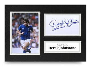 Derek Johnstone Signed A4 Photo Display Glasgow Rangers Autograph Memorabilia