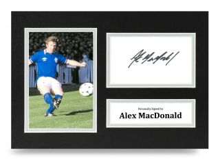 Alex Macdonald Signed A4 Photo Display Glasgow Rangers Autograph Memorabilia
