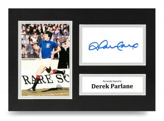 Derek Parlane Signed A4 Photo Display Glasgow Rangers Autograph Memorabilia