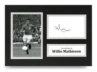Willie Mathieson Signed A4 Photo Display Glasgow Rangers Autograph Memorabilia