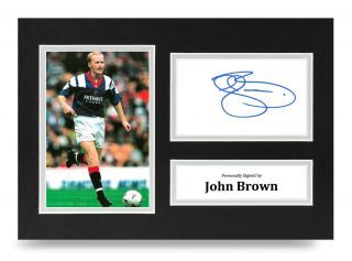 John Brown Signed A4 Photo Display Glasgow Rangers Autograph Memorabilia