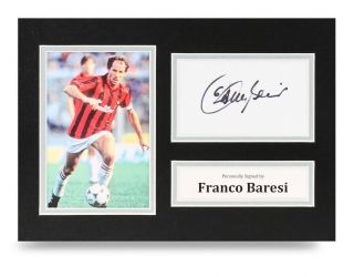 Franco Baresi Signed A4 Photo Display Ac Milan Autograph Memorabilia