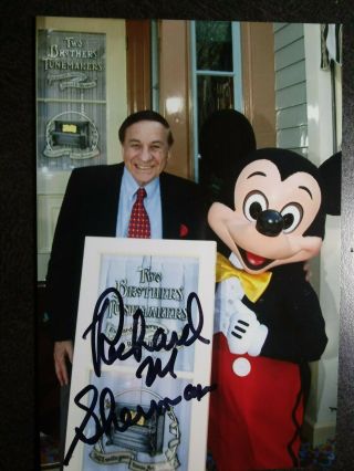 Richard M Sherman Hand Signed 4x6 Photo With Mickey Mouse - Disney Songwriter