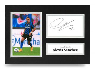 Alexis Sanchez Signed A4 Photo Display Inter Milan Autograph Memorabilia