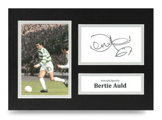 Bertie Auld Signed A4 Photo Display Celtic Lisbon Lions 1967 Memorabilia