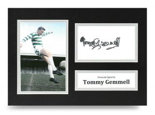 Tommy Gemmell Signed A4 Photo Display Celtic Lisbon Lions 1967 Memorabilia