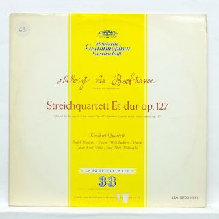 Koeckert Quartet - Beethoven Quartet Op.  127 Dgg Lpm 18103 Tulip Lp Ex,