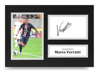 Marco Verratti Signed A4 Photo Display Paris Psg Autograph Memorabilia