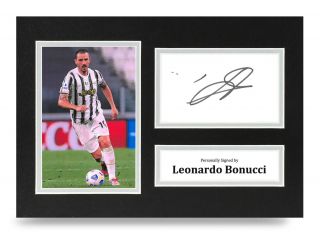 Leonardo Bonucci Signed A4 Photo Display Juventus Juve Autograph Memorabilia