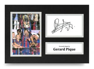 Gerard Pique Signed A4 Photo Display Barcelona Autograph Memorabilia