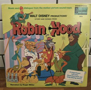 Walt Disney Story And Songs From Robin Hood 1973 Lp Vinyl Album 3810