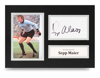 Sepp Maier Signed A4 Photo Display Bayern Munich Autograph Memorabilia