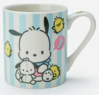 Pochacco Sanrio Mug/cup Mascot Blue Stripes In Matching Gift Box Ceramic