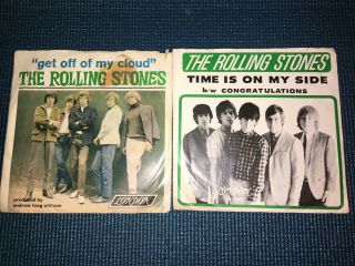 The Rolling Stones Get Off My Cloud And Time Is On My Side 7” Record Singles