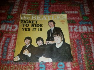 The Beatles 45 Picture Sleeve Ticket To Ride Capitol 1965