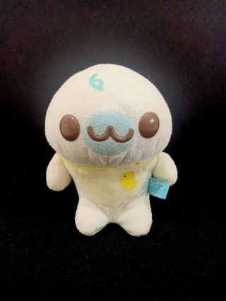 San - X Baby Mamegoma Plush Toy White Seal Bib Small Animal Doll 4.  3 " Japan