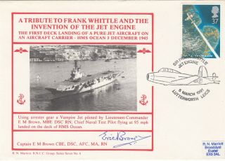 Tribute To F Whittle Invention Jet Engine Signed Lt Cdr E M Brown Test Pilot