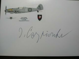 Jorg Czypionka Hand Signed Autograph 4x6 Photo - Wwii German Fighter Pilot