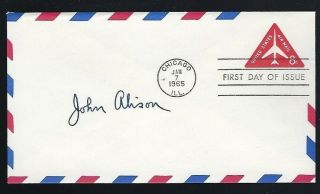 John Alison Signed Postal Cover Us Army Air Corps Wwii Ace