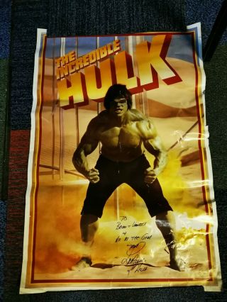 Large Poster.  Lou Ferrigno Signed Incredible Hulk Limited Edition Poster