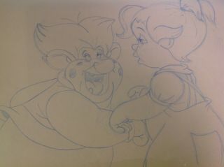 Animation Cel Production Drawing - Don Bluth " Troll In Central Park "