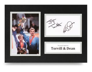 Torvill & Dean Signed A4 Photo Display Ice Skating Autograph Memorabilia,