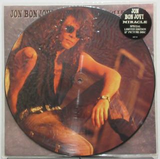 Jon Bon Jovi Miracle 1990 Uk Org 3 Track 12 " Picture Disc Minty Blaze Of Glory