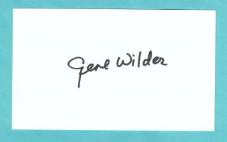 Gene Wilder Actor Signed Autograph 3x5 Index Card Willy Wonka Blazing Saddles