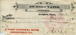 Richard Yates Jr.  Governor Of Illinois Congress Representative Signed Autograph