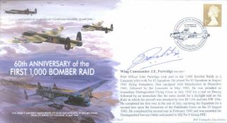 Mf3f Wwii Ww2 Raf Lancaster 1000 Bomber Raid Cover Signed Partridge Dso Dfc