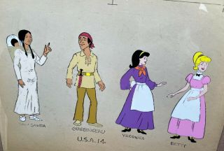 Orig Model Animation Cel U.  S.  Of Archie 1974 Filmation Betty Veronica Sacagawea