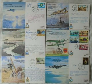Gb Raf 6 Signed & Flown Covers - All High Ranks Limited Editions 1982 - 85