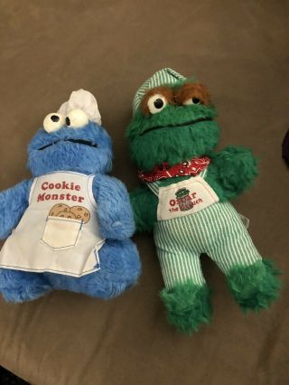Vintage Knickerbocker Sesame Street Plush - Oscar The Grouch And Cookie Monster