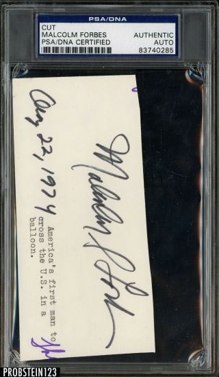 Malcolm Forbes Signed Cut Auto Autograph Psa/dna Certified Authentic