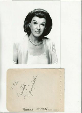 Nancy Walker.  Actress. ,  Nita Rosa.  Signed Album Page,  Photo