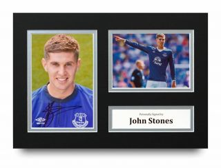 John Stones Signed A4 Photo Display Everton Autograph Memorabilia,