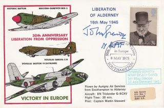 Liberation Of Alderney Signed Mraf Sir John Grandy Battle Of Britain Pilot Pilo